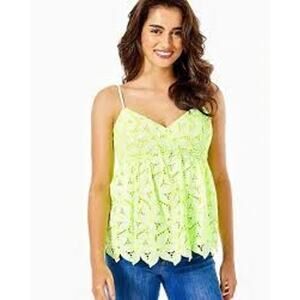Lilly Pulitzer Mellie Eyelet Top Pepino Green Mambo Neon